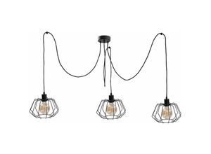 5056013672357 - Keter Lighting - 479 Luna Cluster Pendel-Deckenleuchte Schwarz 3x E27