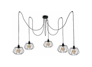 5056013672364 - 480 Luna Cluster Pendel-Deckenleuchte Schwarz 5x E27 - Keter Lighting