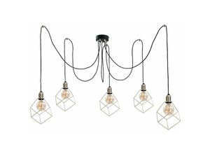 5056013672630 - Keter Lighting - 595 Taho Cluster Pendel-Deckenleuchte Gold 5x E27 5056013672630 - Keter Lighting - 595 Taho Cluster Pendel-Deckenleuchte Gold 5x E27