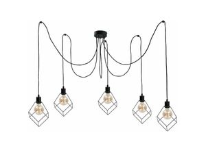 5056013672791 - Keter Lighting - 526 Ruben Cluster Pendel-Deckenleuchte Schwarz 5x E27