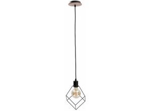 5056013672999 - Keter Lighting - 597 Ruben Wire Frame Pendelleuchte Holz 22cm 1x E27