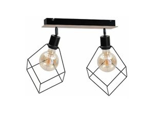 5056013673033 - Keter Lighting - 605 Ruben Twin Deckenstrahler Holz 55cm 2x E27