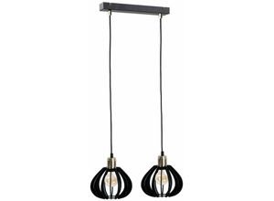 5056013673361 - 612 Gemma Bar Pendelleuchte Schwarz Gold 50cm 2x E27 - Keter Lighting