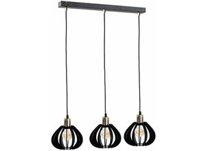 5056013673378 - Keter Lighting - 613 Gemma Bar Pendelleuchte Schwarz Gold 60cm 3x E27