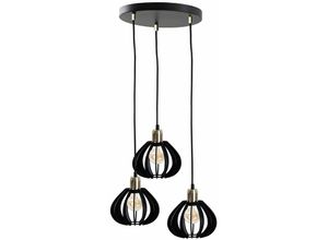 5056013673385 - 614 Gemma Cluster Pendelleuchte Schwarz Gold 32cm 3x E27 - Keter Lighting