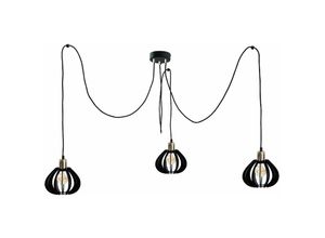 5056013673415 - 617 Gemma Cluster Pendel-Deckenleuchte Schwarz Gold 3x E27 - Keter Lighting