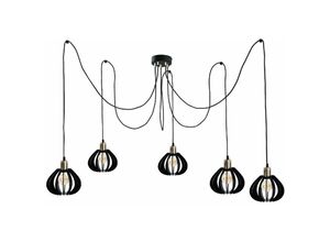 5056013673422 - Keter Lighting - 618 Gemma Cluster Pendel-Deckenleuchte Schwarz Gold 5x E27