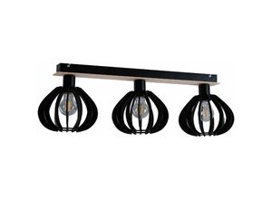 5056013674184 - Keter Lighting - 813 Nicoleta Deckenstrahler Bar schwarz und natur 62cm 3x E27