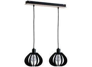 5056013674191 - 814 Nicoleta Bar Pendel-Deckenleuchte Schwarz und Natur 52cm 2x E27 - Keter Lighting