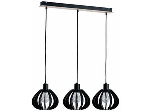 5056013674207 - Keter Lighting - 815 Nicoleta Bar Pendel-Deckenleuchte Schwarz und Natur 62cm 3x E27