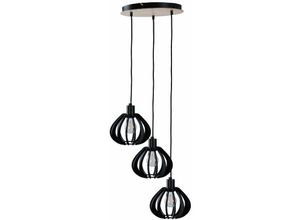 5056013674214 - 816 Nicoleta Cluster Pendel-Deckenleuchte Schwarz und Natur 32cm 3x E27 - Keter Lighting