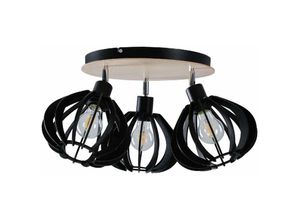 5056013674221 - Keter Lighting - 817 Nicoleta Deckenstrahler Cluster Schwarz und Natur 32cm 3x E27