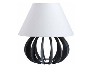 5056013674634 - Keter Lighting - 935 Nora Tischlampe mit rundem konischem Schirm grau weiß 25 cm 1x E27