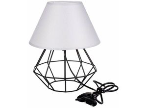 5056013674702 - Keter Lighting - 288 Pati Tischlampe mit rundem konischem Schirm Schwarz Grau 25 cm 1x E27