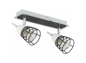 5056013675174 - Keter Lighting - 1502 Sky Twin Deckenstrahler Weiß Schwarz 28cm 2x E14