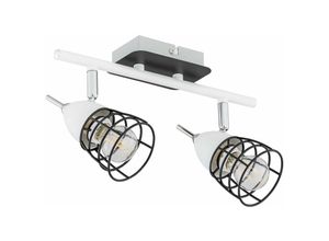 5056013675181 - Keter Lighting - 1522 Sky Twin Deckenstrahler Weiß Schwarz 30cm 2x E14