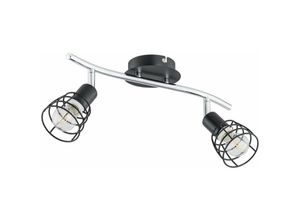 5056013675310 - Keter Lighting - 1632 Cage Twin Deckenstrahler Schwarz 36cm 2x E14