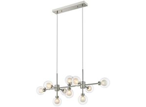 5056013675570 - Spring Lighting - Zeitgenössische mehrarmige Deckenpendelleuchte 10-flammig Nickel satiniert Glas