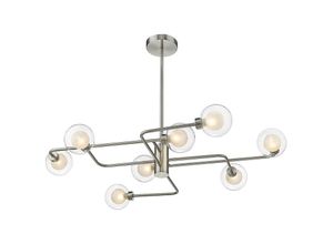 5056013675587 - Zeitgenössische Swirl Pendelleuchte mit mehreren Armen 8-flammig Satin-Nickel Glas - Spring Lighting