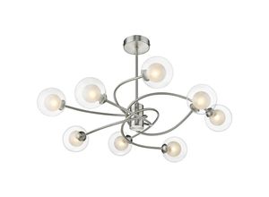 5056013675594 - Spring Lighting - Zeitgenössische Deckenpendelleuchte mit mehreren Armen 8-flammig Nickel satiniert Glas