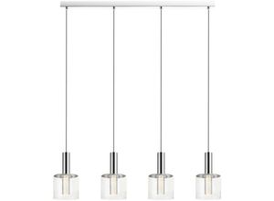 5056013675655 - Zeitgenössische LED-Bar Pendelleuchte 4 zylindrisches Licht Chrom Glas 3000K - Spring Lighting