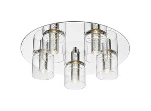 5056013675662 - Zeitgenössische LED-Schirm-Cluster-Decke 5-flammig Chrom Glas 3000K - Spring Lighting