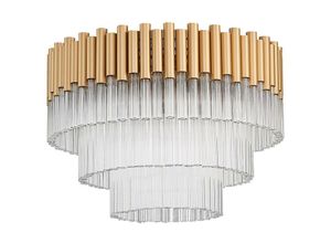 5056013675730 - Zeitgenössische Decke 7 Licht Gold Kristall - Spring Lighting