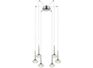 5056013675860 - Zeitgenössische LED-Cluster-Pendelleuchte 6-flammig Chrom Glas 3000K - Spring Lighting