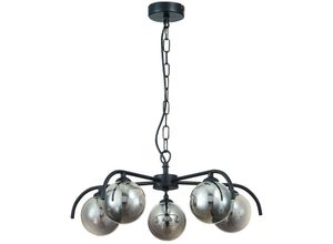 5056013675945 - Spring Lighting - Zeitgenössische mehrarmige Deckenpendelleuchte 5 Licht Schwarz Glas