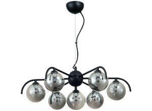 5056013675952 - Zeitgenössische mehrarmige Deckenpendelleuchte 7 Licht Schwarz Glas - Spring Lighting