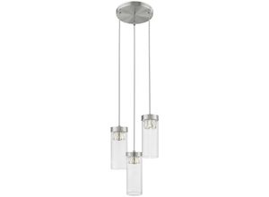 5056013676126 - Zeitgenössische Cluster Pendelleuchte 3-flammig Nickel satiniert Kristall - Spring Lighting