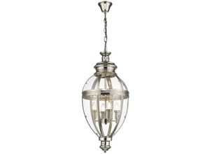 5056013676188 - Traditionelle Laternen Pendelleuchte 4-flammig Nickel Glas - Spring Lighting