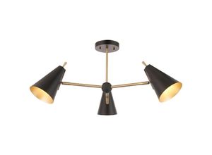 5056013676706 - Alta Multi Arm Lamp Halbbündige Deckenleuchte Matt Antik Messingplatte Matt Schwarz - Merano