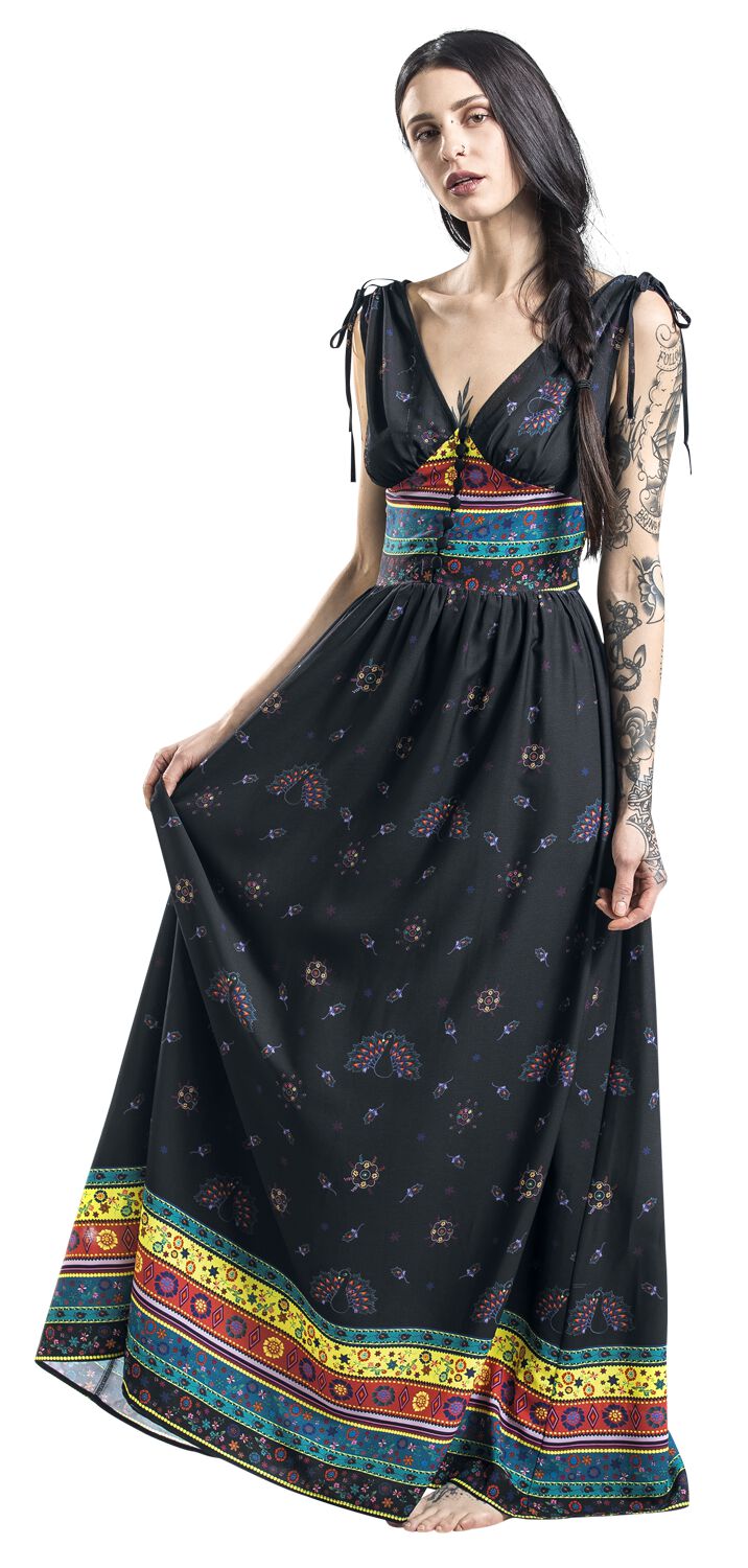 5056127990774 - Megan Fiesta Maxi Dress Langes Kleid schwarz in S