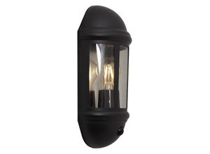 5056144207961 - LED Wall Light Latina Half Lantern Black - Suitable for E27 up to 42W IP65 - Motion and Light Sensor