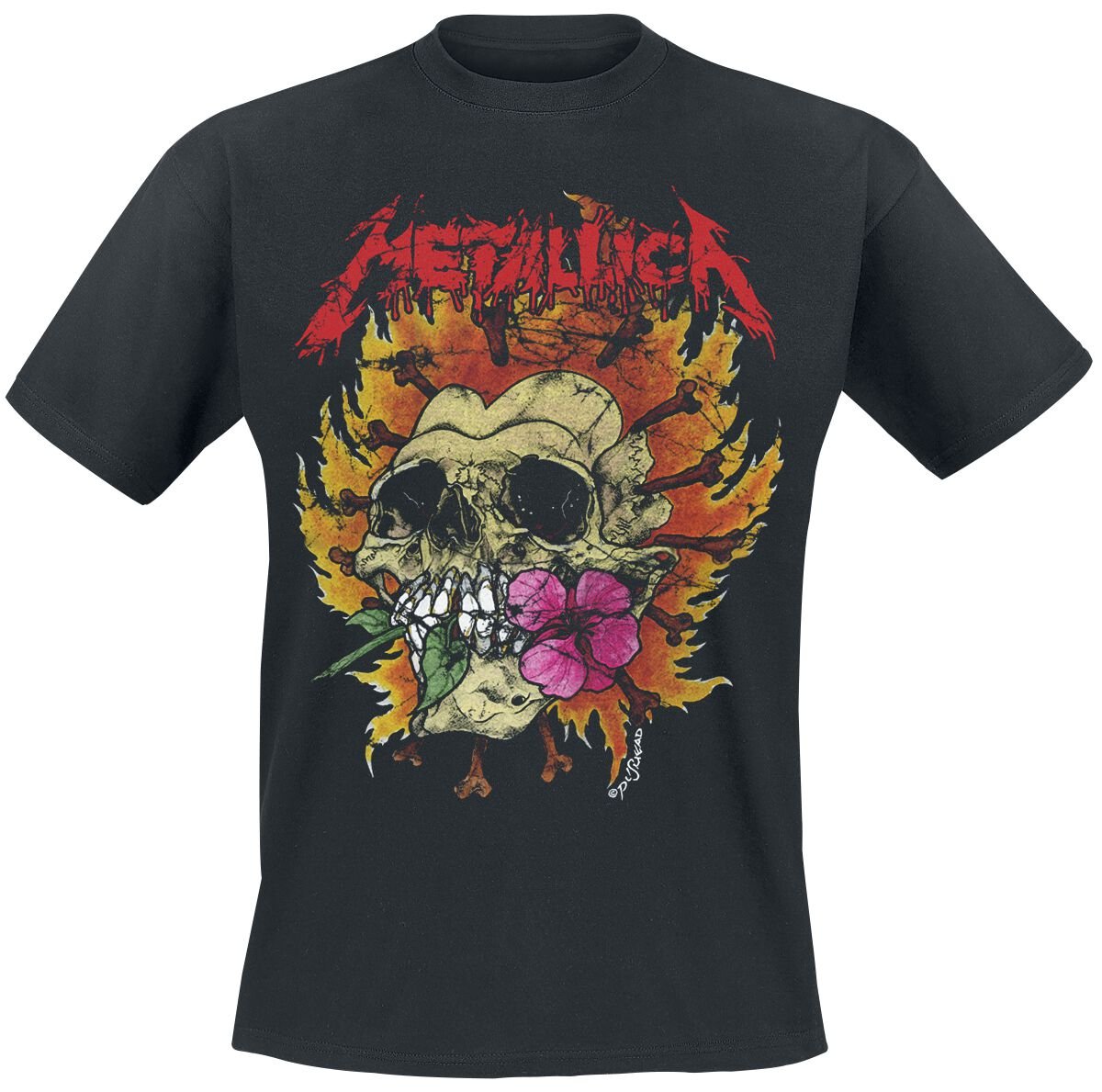 5056187731065 - Metallica Flower Skull T-Shirt schwarz in S