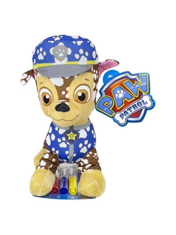 5056219071190 - PAW Patrol Coloring Stuffed Toy with Markers - Chase