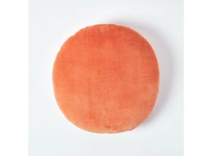 5056280700999 - Samt Kissen 40 cm rund orange - Orange - Homescapes