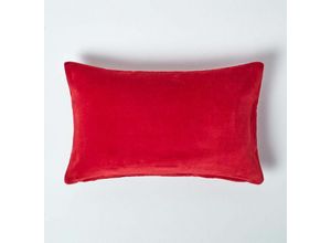 5056280701019 - Samt-Kissenbezug in Rot 30 x 50 cm - Rot - Homescapes