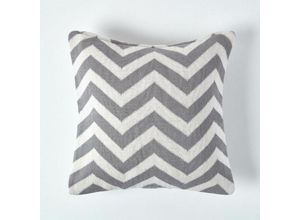 5056280702078 - Kissenbezug mit Chevron-Muster in Grau und Creme 45 x 45 cm - Grau - Homescapes