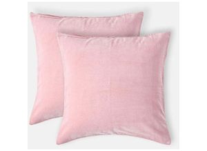 5056280707080 - Samt-Kissenbezug 2er-Set in Rosa 40 x 40 cm - Rosa - Homescapes