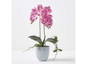 5056280712459 - HOMESCAPES Künstliche pinke Phalaenopsis-Orchidee im grauen Keramik-Topf 54 cm - Pink