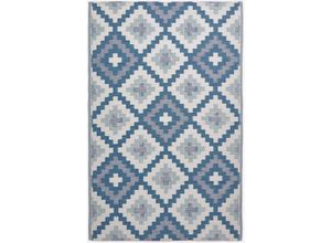 5056280714491 - Outdoor-Teppich Mia aus Polypropylen mit blauem Muster 120 x 180 cm - Blau - Homescapes