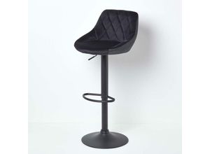 5056280717638 - Barstuhl Henley - Samt Barhocker höhenverstellbar 97cm - schwarz - Schwarz - Homescapes