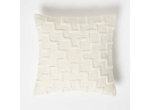 5056280731238 - Tufted Kissen creme 45 x 45 cm - Dekokissen geometrisch gemustert - Creme - Homescapes