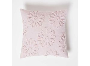 5056280731252 - HOMESCAPES Tufted Kissen rosa 45 x 45 cm - Dekokissen Blumen - Rosa