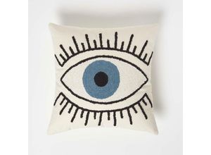 5056280731283 - Tufted Kissen weiß mit Auge 45 x 45 cm - Dekokissen Eye See You - Offwhite - Homescapes