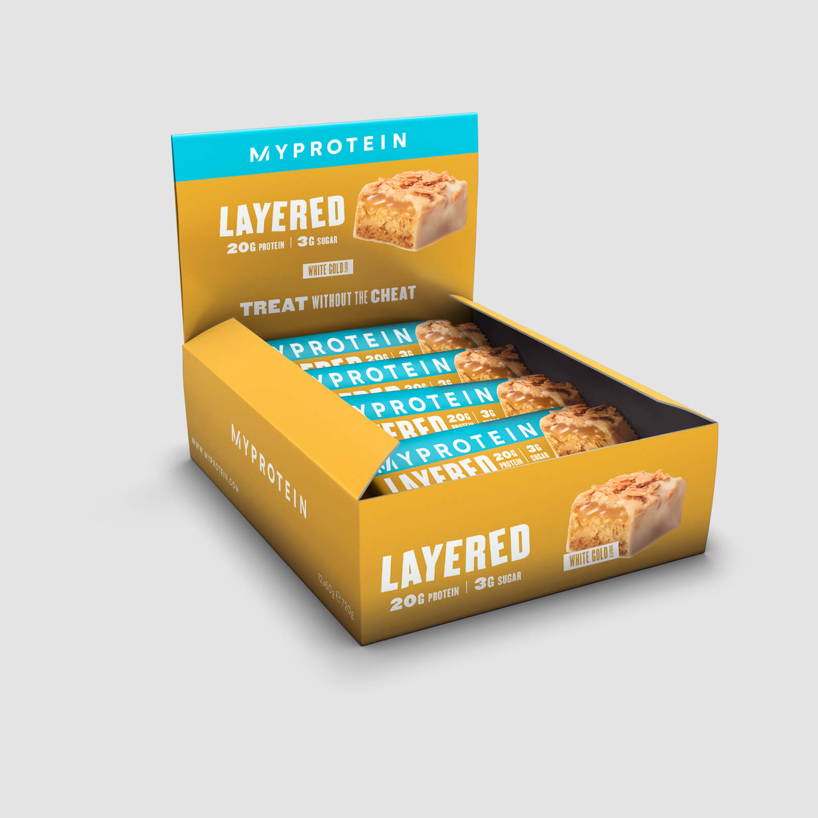 5056281108930 - Layered Protein Bar - 12 x 60g - Weiße Schokolade und Karamell