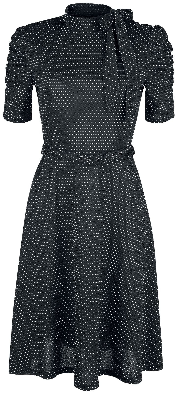 5056290443916 - Posie Black Polka Dot Tie-neck Dress Mittellanges Kleid schwarz in M