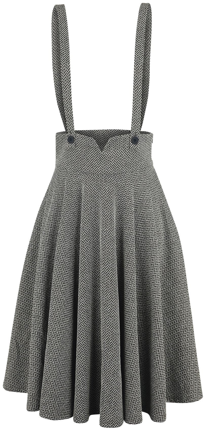 5056290446405 - Toyin Overall Herringbone Flared Skirt Mittellanger Rock grau in XXL